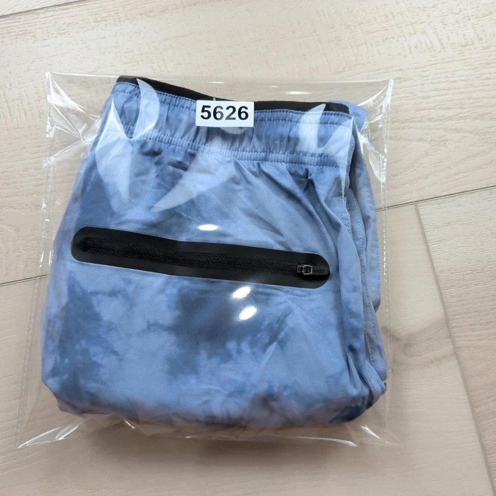 NEW BYLT Premium Basics Active Short Mens Medium Blue Tie Dye Sky Cloud Print